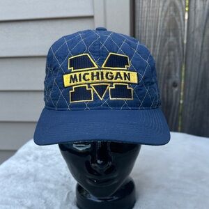 Vintage Rare Michigan Quilted Sports Starter Hat Cap Snapback